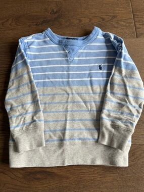 Polo by Ralph Lauren Light Blue & Gray Striped Kids Sweatshirt
